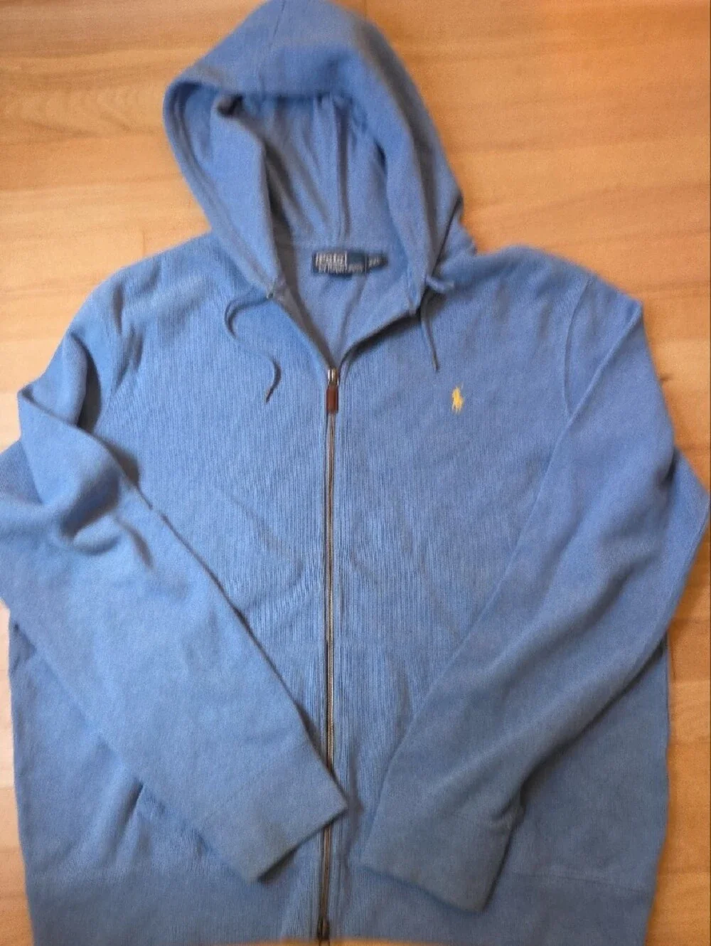 Vintage Polo Ralph Lauren Full Zip Hoodie Blue Yellow Pony - Men's XXL